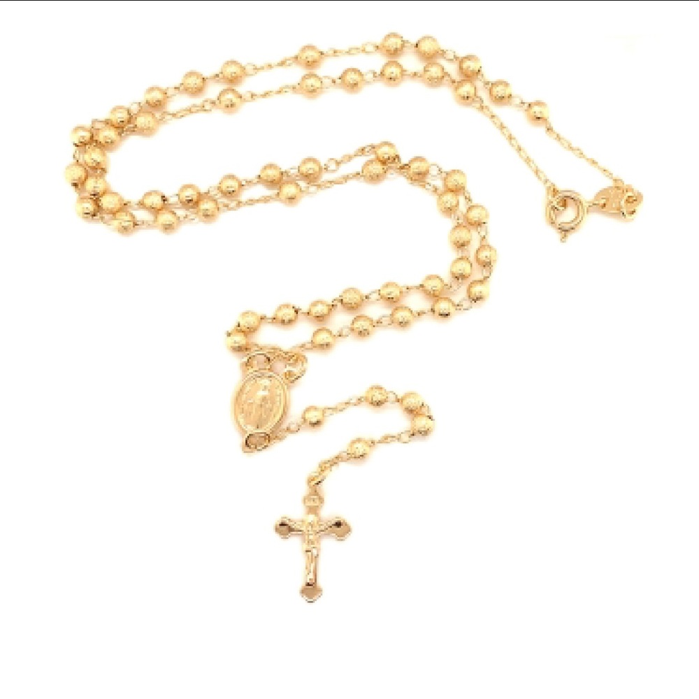 New! Elegant 18K Gold Filled Rosary Necklace
